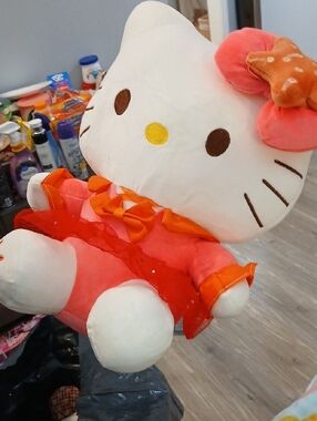 Hello Kitty Plush in Pink and Orange Outfit
